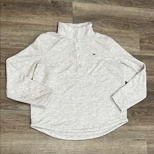 Vineyard Vines Gray 1/2 Snap Quilted Pullover Cozy Sweater Women’s Medium